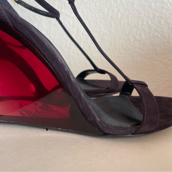 Burberry plum suede t-strap ombré wedges - Picture 8 of 12